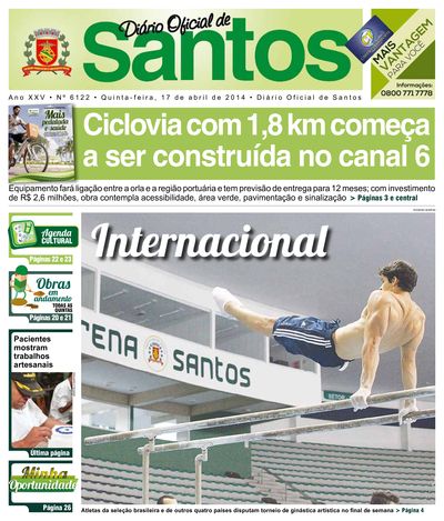 Imagem da primeira página do Diário Oficial de 17/04/2014
