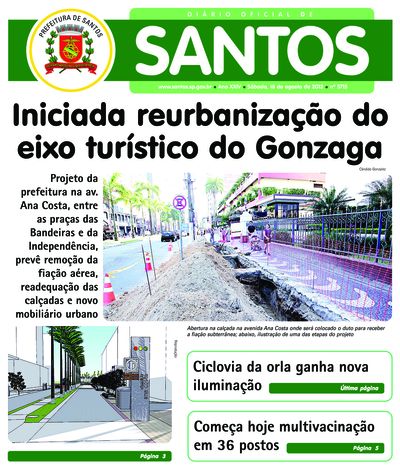 Imagem da primeira página do Diário Oficial de 18/08/2012