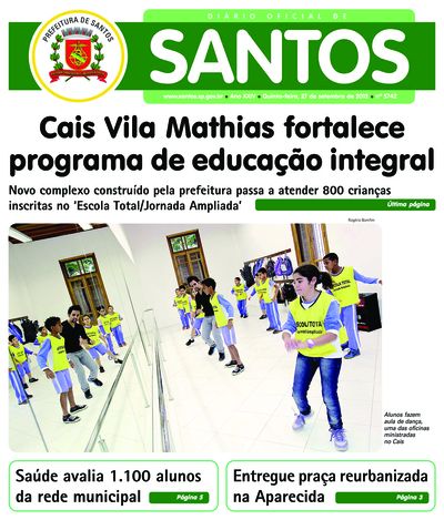 Imagem da primeira página do Diário Oficial de 27/09/2012
