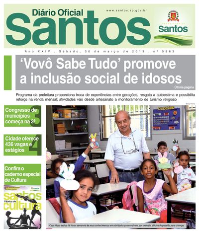Imagem da primeira página do Diário Oficial de 30/03/2013