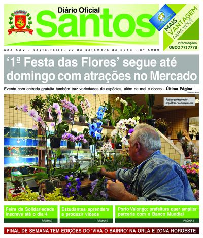 Imagem da primeira página do Diário Oficial de 27/09/2013