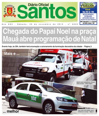 Imagem da primeira página do Diário Oficial de 30/11/2013