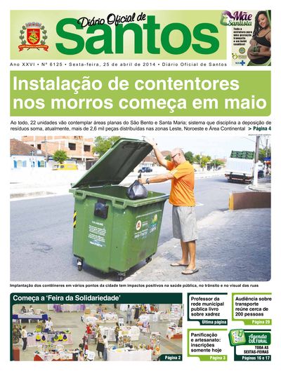Imagem da primeira página do Diário Oficial de 25/04/2014