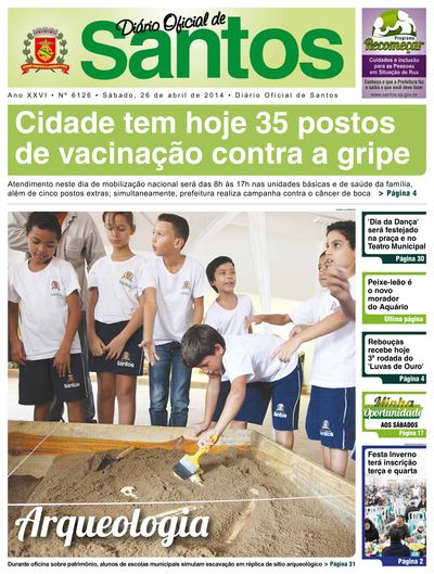 Imagem da primeira página do Diário Oficial de 26/04/2014