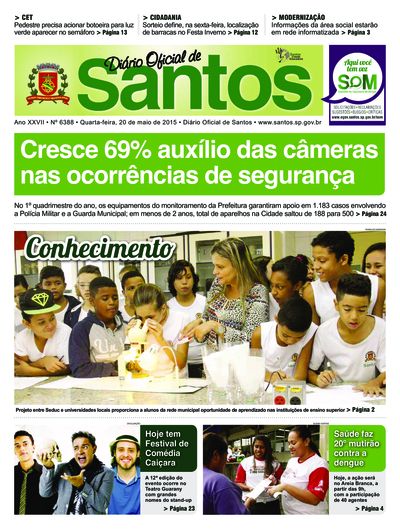Imagem da primeira página do Diário Oficial de 20/05/2015