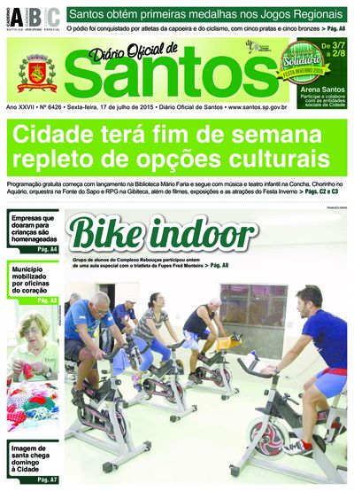 Imagem da primeira página do Diário Oficial de 17/07/2015