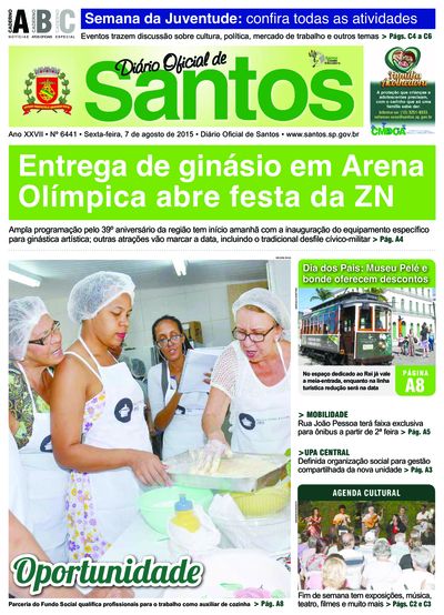 Imagem da primeira página do Diário Oficial de 07/08/2015