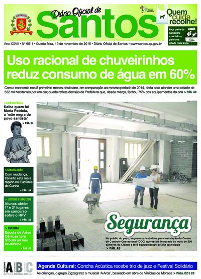 Imagem da primeira página do Diário Oficial de 19/11/2015