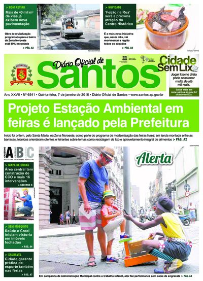 Imagem da primeira página do Diário Oficial de 07/01/2016