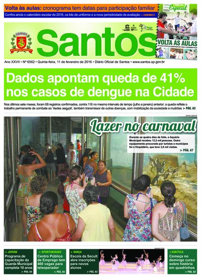 Imagem da primeira página do Diário Oficial de 11/02/2016