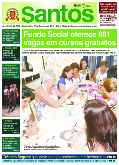 Imagem da primeira página do Diário Oficial de 17/02/2016