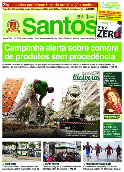 Imagem da primeira página do Diário Oficial de 19/02/2016