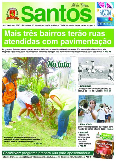 Imagem da primeira página do Diário Oficial de 23/02/2016