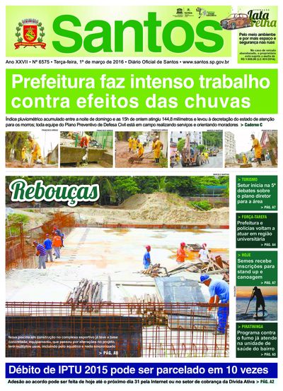 Imagem da primeira página do Diário Oficial de 01/03/2016