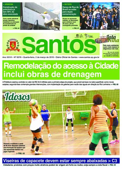 Imagem da primeira página do Diário Oficial de 02/03/2016