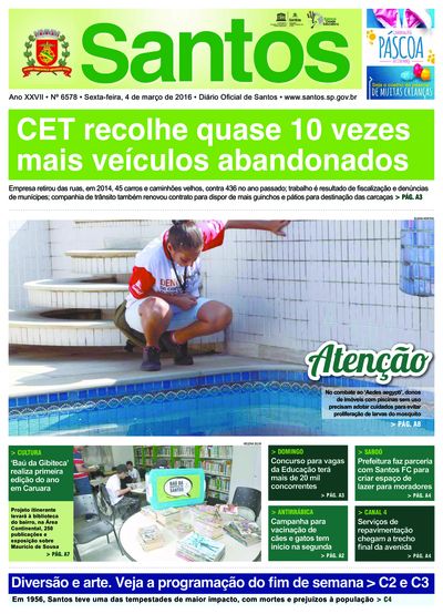 Imagem da primeira página do Diário Oficial de 04/03/2016