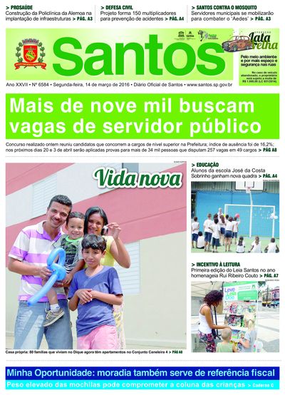 Imagem da primeira página do Diário Oficial de 14/03/2016