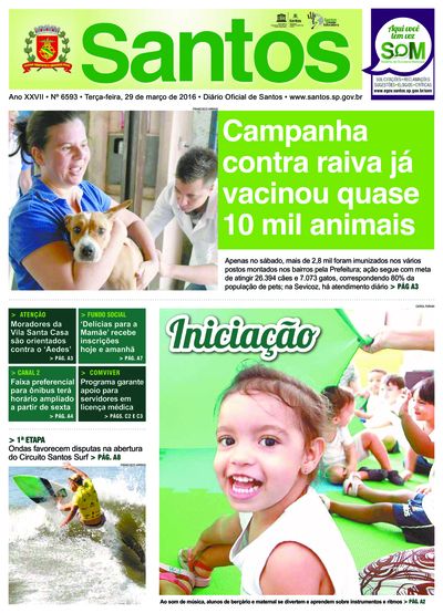 Imagem da primeira página do Diário Oficial de 29/03/2016