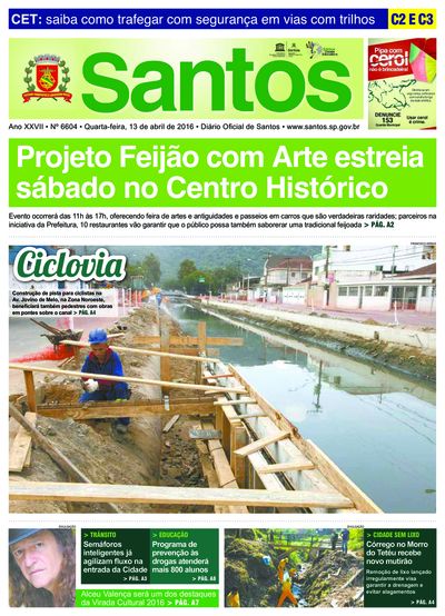 Imagem da primeira página do Diário Oficial de 13/04/2016