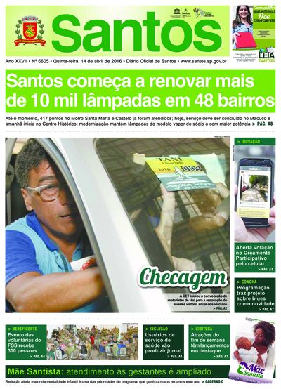 Imagem da primeira página do Diário Oficial de 14/04/2016