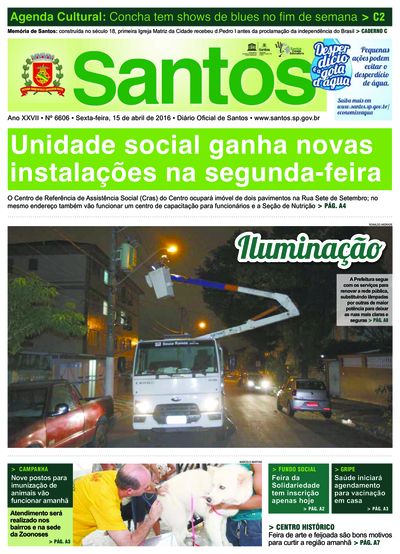 Imagem da primeira página do Diário Oficial de 15/04/2016