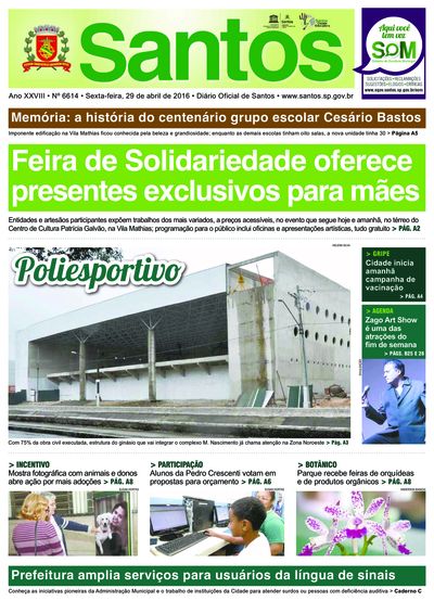 Imagem da primeira página do Diário Oficial de 29/04/2016