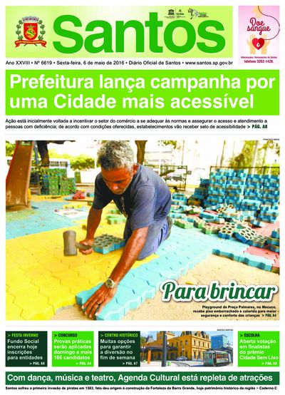 Imagem da primeira página do Diário Oficial de 06/05/2016