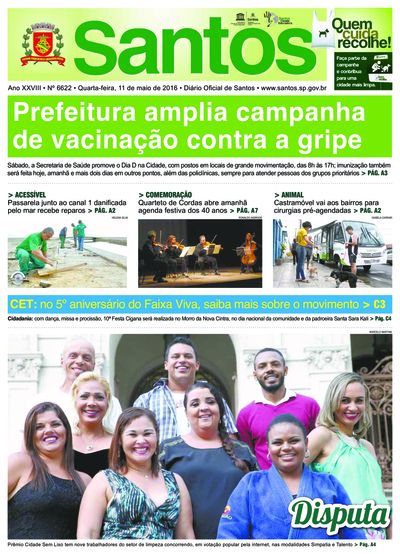 Imagem da primeira página do Diário Oficial de 11/05/2016