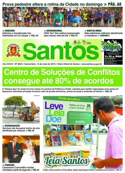 Imagem da primeira página do Diário Oficial de 12/05/2016