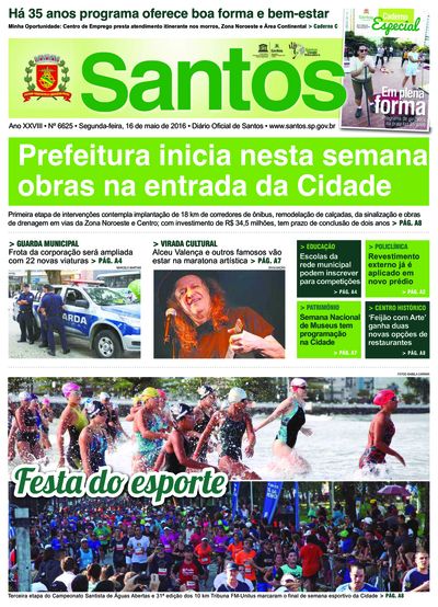 Imagem da primeira página do Diário Oficial de 16/05/2016