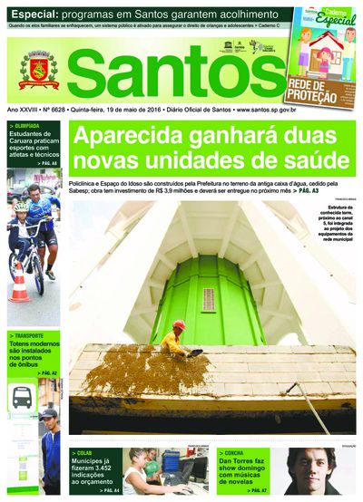 Imagem da primeira página do Diário Oficial de 19/05/2016