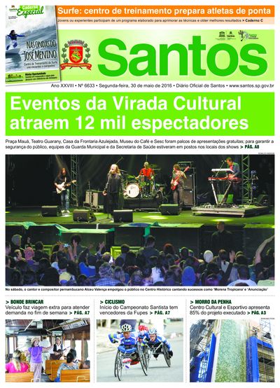 Imagem da primeira página do Diário Oficial de 30/05/2016