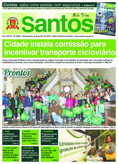 Imagem da primeira página do Diário Oficial de 08/06/2016