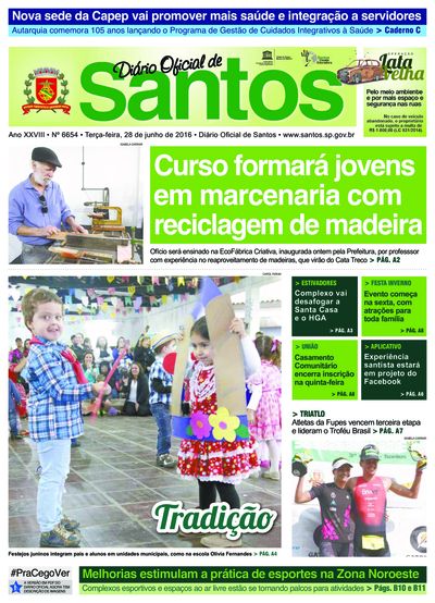 Imagem da primeira página do Diário Oficial de 28/06/2016