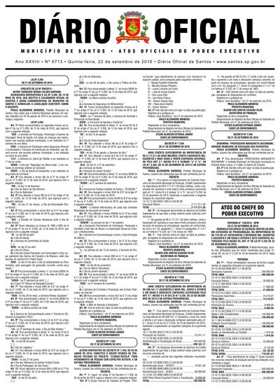Imagem da primeira página do Diário Oficial de 22/09/2016