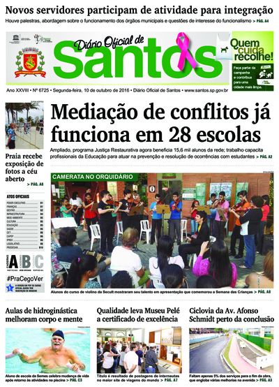 Imagem da primeira página do Diário Oficial de 10/10/2016