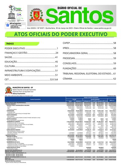 Imagem da primeira página do Diário Oficial de 30/03/2023