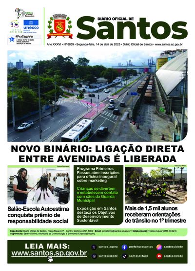 Imagem da primeira página do Diário Oficial de 14/04/2025