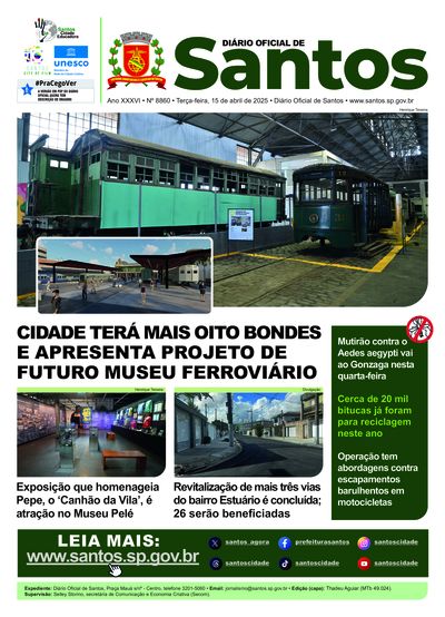 Imagem da primeira página do Diário Oficial de 15/04/2025