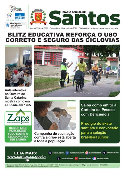 Imagem da primeira página do Diário Oficial de 15/05/2025