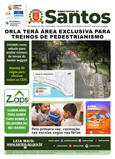 Imagem da primeira página do Diário Oficial de 02/07/2025