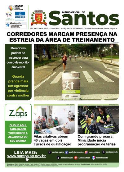 Imagem da primeira página do Diário Oficial de 10/07/2025