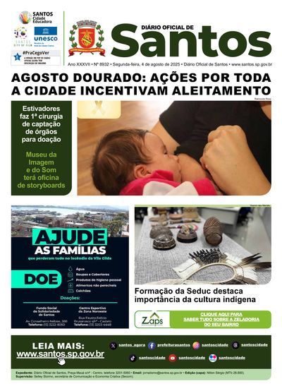 Imagem da primeira página do Diário Oficial de 04/08/2025
