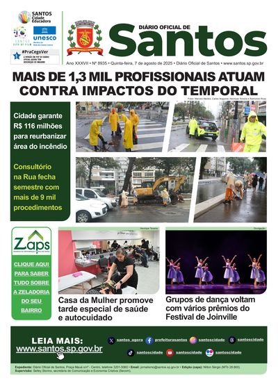 Imagem da primeira página do Diário Oficial de 07/08/2025