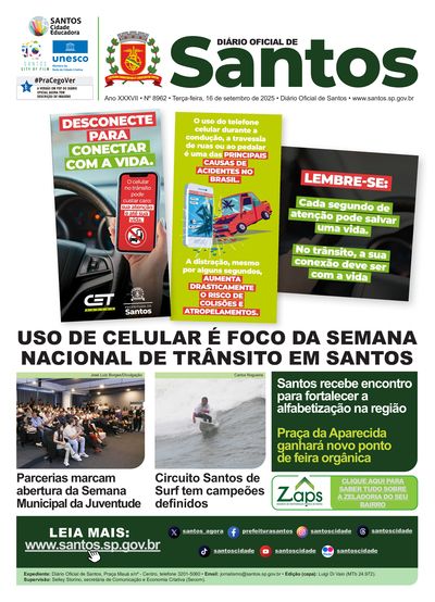 Imagem da primeira página do Diário Oficial de 16/09/2025