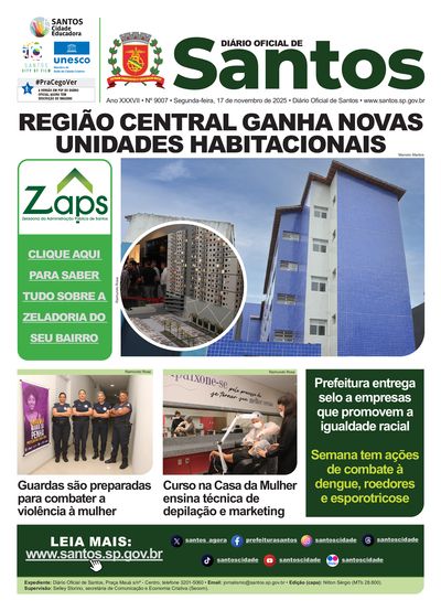 Imagem da primeira página do Diário Oficial de 17/11/2025