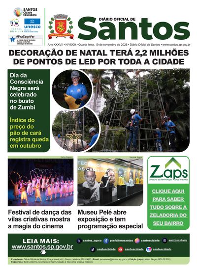 Imagem da primeira página do Diário Oficial de 19/11/2025