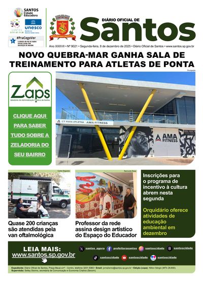 Imagem da primeira página do Diário Oficial de 08/12/2025