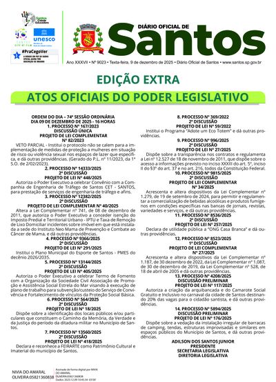 Imagem da primeira página do Diário Oficial de 09/12/2025