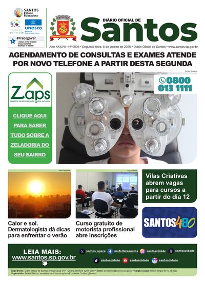 Imagem da primeira página do Diário Oficial de 05/01/2026